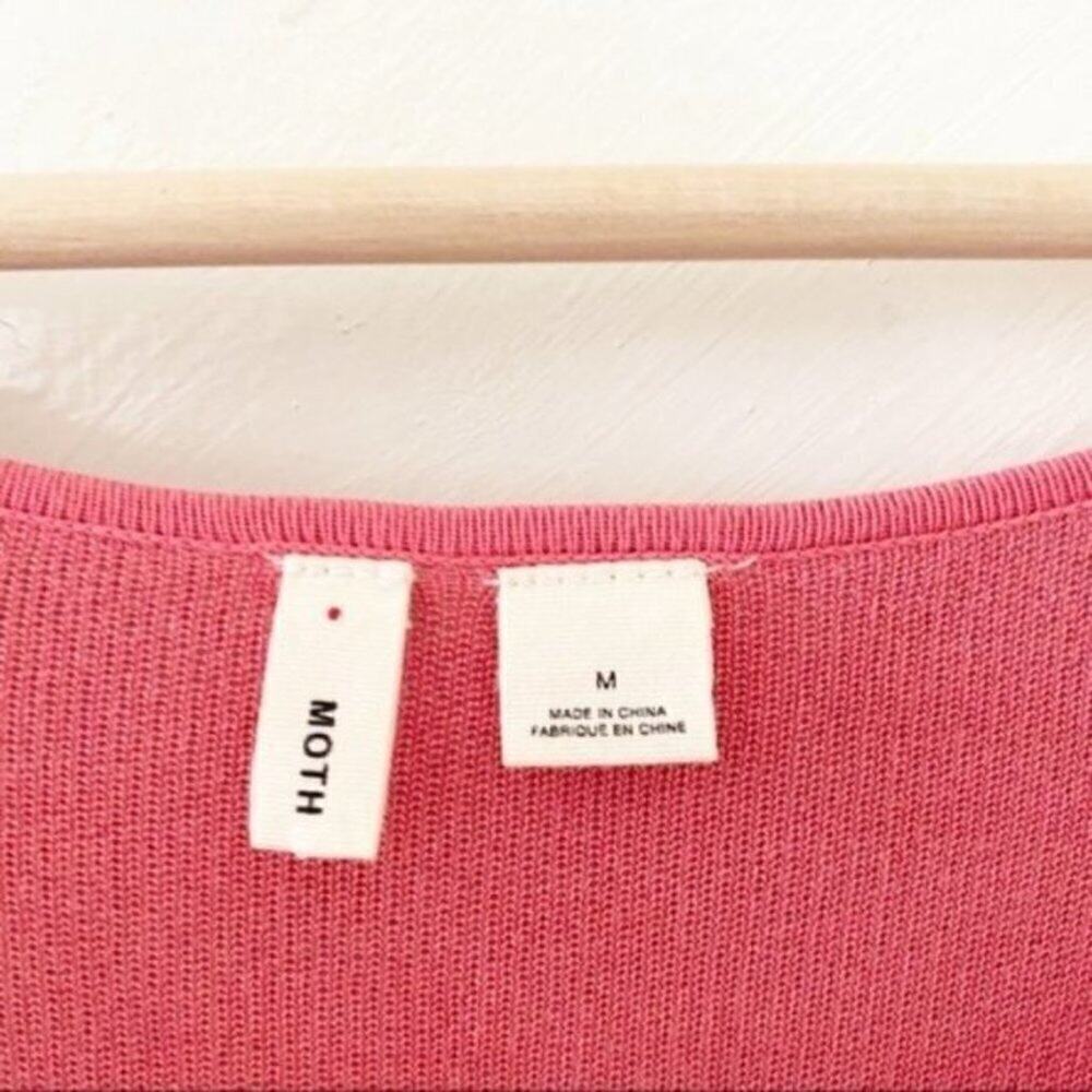 MOTH knit striped pink coral scoop neck blouse M - Picture 6 of 6